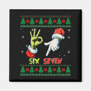 Six Seven Skeleton Meme Christmas Ugly Sweater 67 Magnet