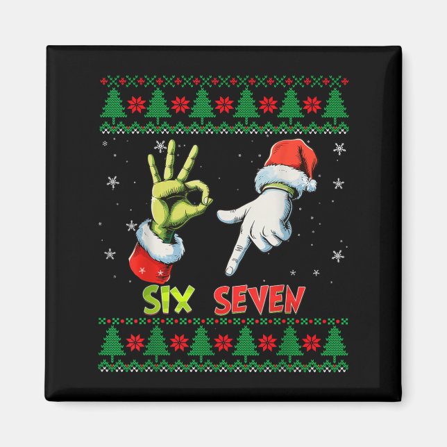 Six Seven Skeleton Meme Christmas Ugly Sweater 67  Magnet (Front)