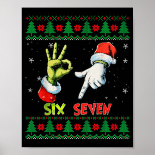 Six Seven Skeleton Meme Christmas Ugly Sweater 67 Poster