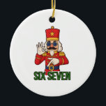 Six Seven Snowman Christmas Nutcracker 6 7 Xmas  Ceramic Ornament<br><div class="desc">Nutcracker Six Seven,  67 Nutcracker Meme,  Brainrot Nutcracker,  Gen Alpha Christmas,  Funny Nutcracker Shirt,  Six Seven Holiday,  Viral Nutcracker,  Christmas Brainrot Humor,  Trendy Nutcracker Quote,  Gen Alpha Nutcracker,  Math Brainrot Christmas,  Nutty Six Seven,  Soldier 67 Meme,  Holiday Inside Joke,  Kids Christmas Meme</div>