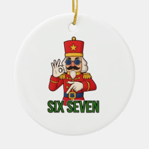 Six Seven Snowman Christmas Nutcracker 6 7 Xmas Ceramic Ornament