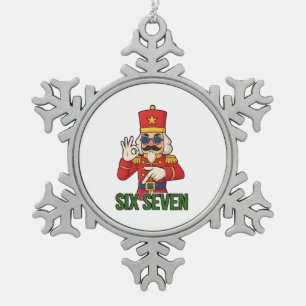 Six Seven Snowman Christmas Nutcracker 6 7 Xmas Snowflake Pewter Christmas Ornament