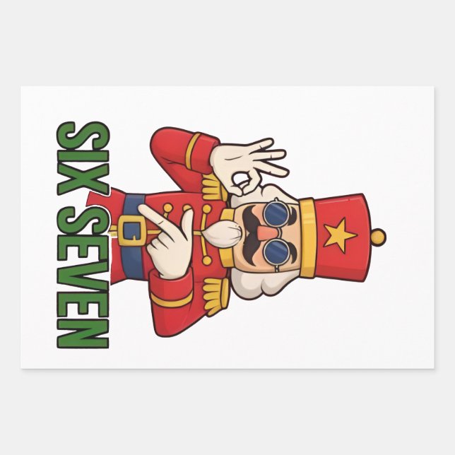 Six Seven Snowman Christmas Nutcracker 6 7 Xmas  Wrapping Paper Sheets (Front)
