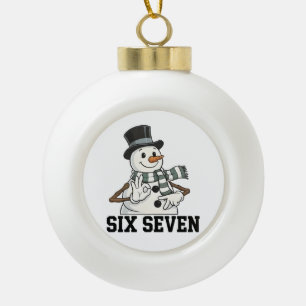 Six Seven Snowman Christmas Santa 6 7 Xmas Ceramic Ball Christmas Ornament