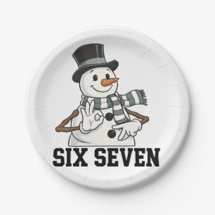 Six Seven Snowman Christmas Santa 6 7 Xmas Paper Plates