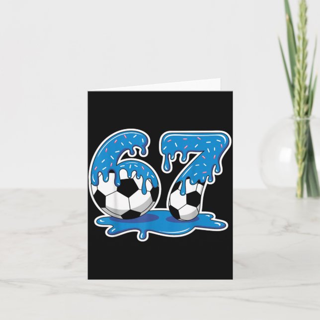 Six Seven Soccer Ice Cream Drip Funny Design Card (Front)
