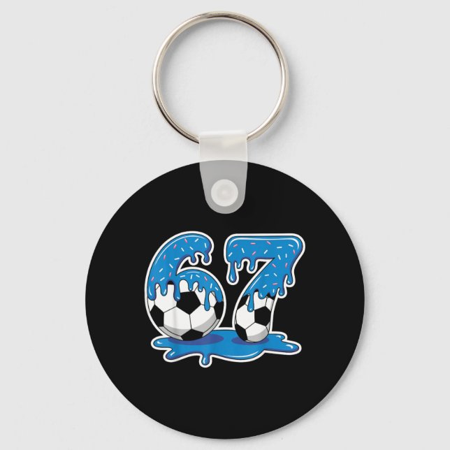 Six Seven Soccer Ice Cream Drip Funny Design Keychain (Front)