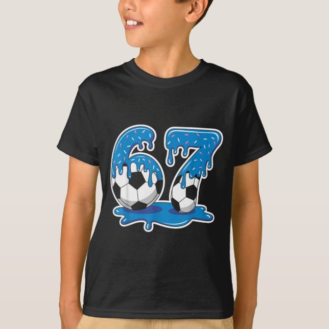 Six Seven Soccer Ice Cream Drip Funny Design T-Shirt (Front)