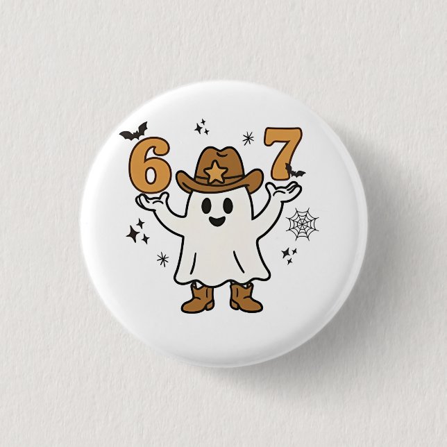 Six Seven Spooky Halloween Sport 67 Mason Meme Button (Front)