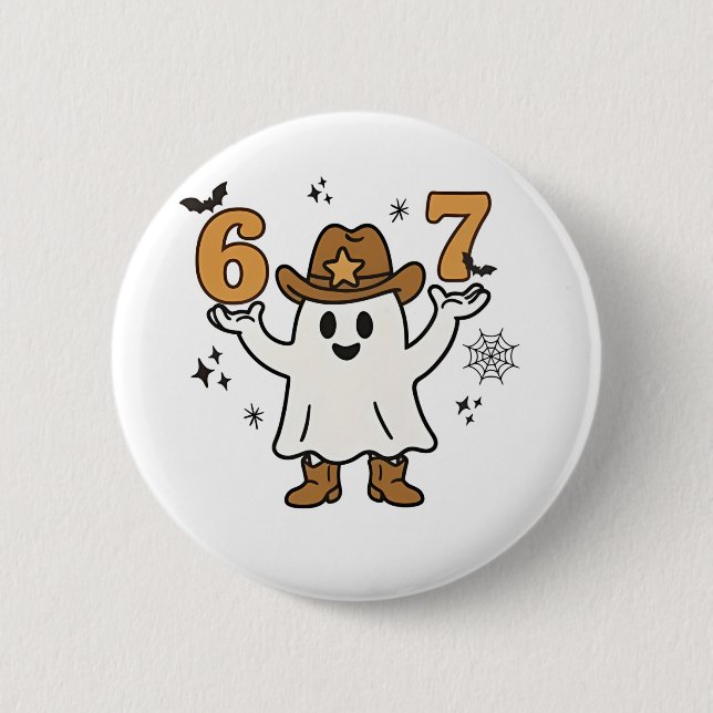 Six Seven Spooky Halloween Sport 67 Mason Meme Button (Front)