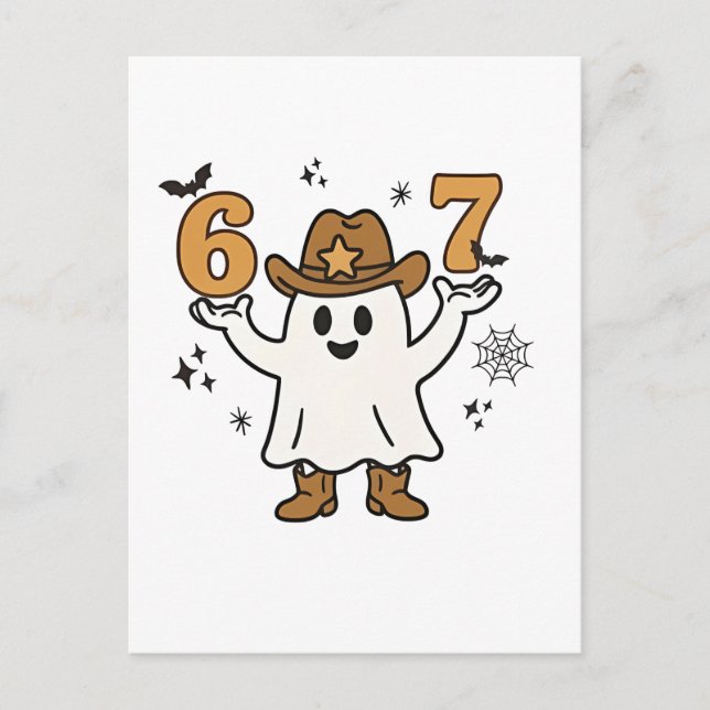 Six Seven Spooky Halloween Sport 67 Mason Meme Invitation Postcard (Front)