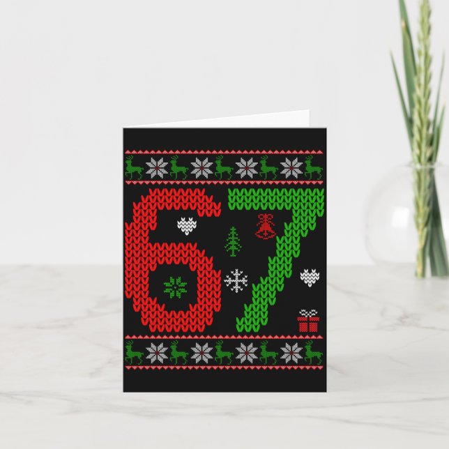 Six Seven Ugly Christmas Sweater 67 Meme Xmas Boys Card (Front)