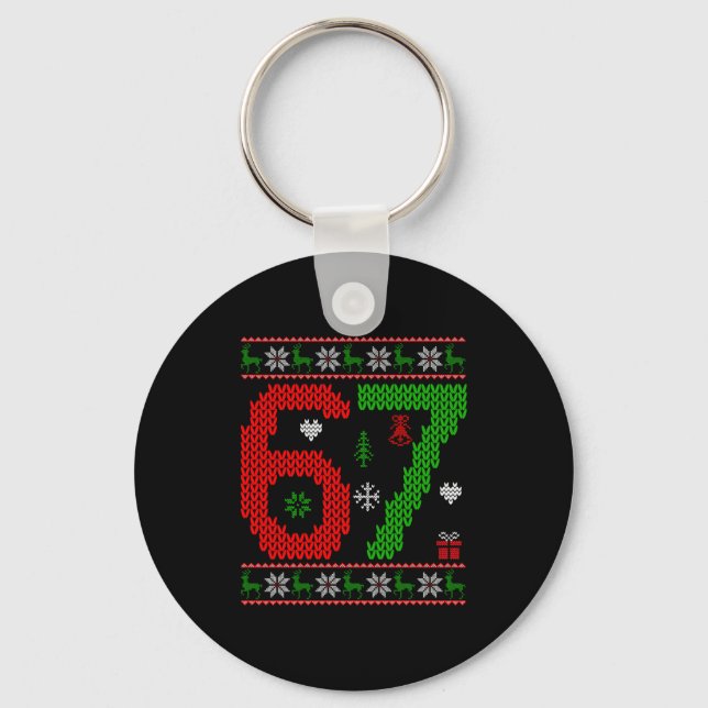 Six Seven Ugly Christmas Sweater 67 Meme Xmas Boys Keychain (Front)