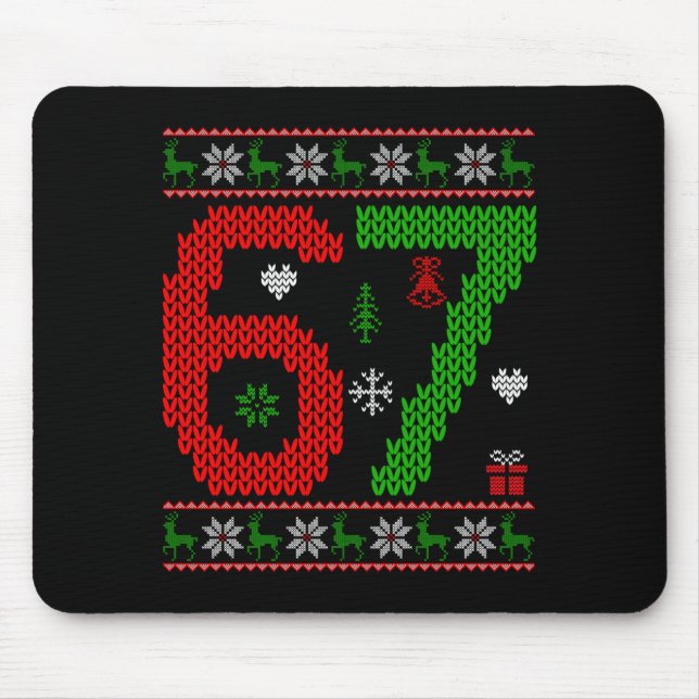 Six Seven Ugly Christmas Sweater 67 Meme Xmas Boys Mouse Pad (Front)
