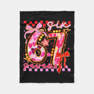 Six Seven Valentine Day Funny Nk 67 Cute Bow Girls Fleece Blanket
