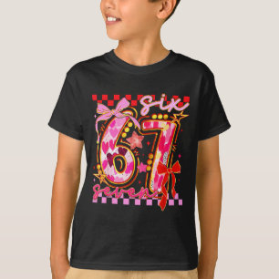Six Seven Valentine Day Funny Nk 67 Cute Bow Girls T-Shirt