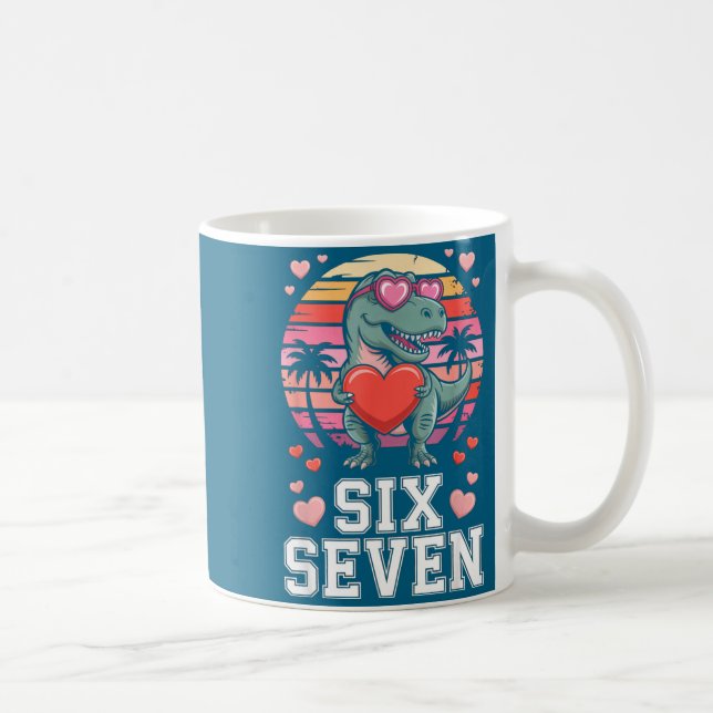 Six Seven Valentine’s Day Dinosaur T-rex For Kids  Coffee Mug (Right)