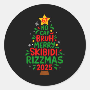 Six Seven Xmas Tree 67 No Cap Bruh Meme 6 7 Christ Classic Round Sticker