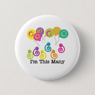 Six Snakes I'm This Many Pinback Button