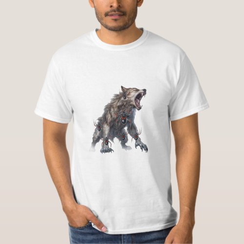 six spiders are clinging to the halloween wolf T_Shirt