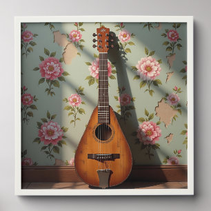 Six-Stringed Dulcimer Vintage Floral Peel And Stick Photo Tile