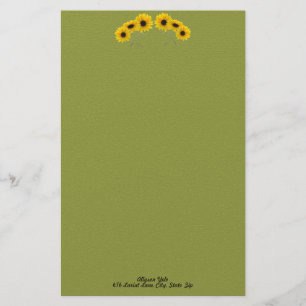 Six Sunflowers Floral Photo Banner Arch Custom Stationery