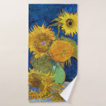 Six Sunflowers, Van Gogh Bath Towel<br><div class="desc">Vincent Willem van Gogh (30 March 1853 – 29 July 1890) was a Dutch post-impressionist painter who is among the most famous and influential figures in the history of Western art. In just over a decade, he created about 2, 100 artworks, including around 860 oil paintings, most of which date...</div>