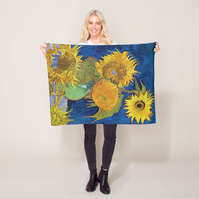 Six Sunflowers, Van Gogh Fleece Blanket (In Situ)