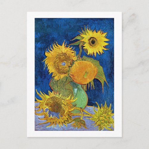 Six Sunflowers Van Gogh Postcard