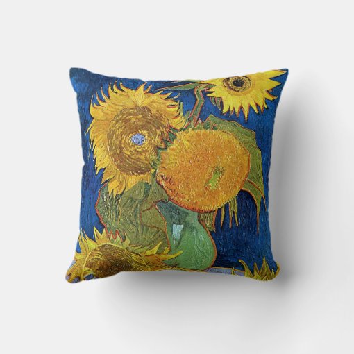 Six Sunflowers, Van Gogh Throw Pillow Zazzle