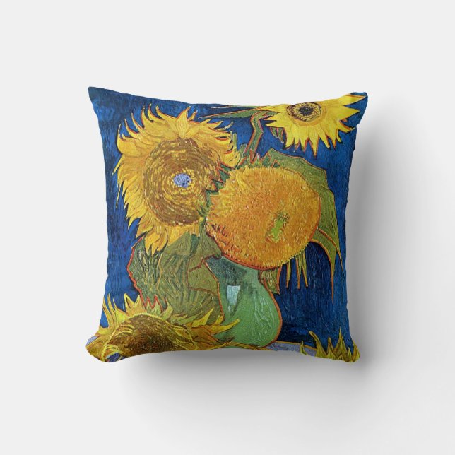 Six Sunflowers, Van Gogh Throw Pillow (Front)