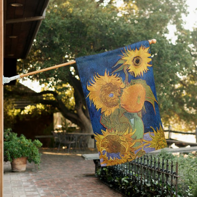 Six Sunflowers Vincent Van Gogh House Flag (In SItu)