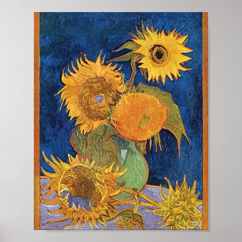 Six Sunflowers Vincent Van Gogh Poster