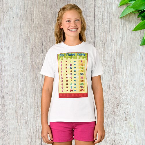 Six Times Table Girls T_Shirt