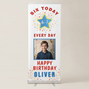 Six Today 6 7 Every Day Meme Photo 6th Birthday Retractable Banner