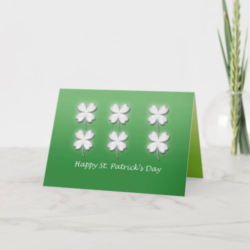 Six White Shamrocks St Patricks Day Card