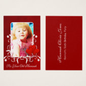 Six Year Old  Girls Birthday Photo Card Red Hearts (Front & Back)