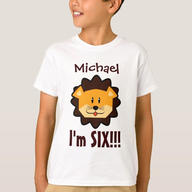 Six Years 6th Birthday Cute Lion Face V031N T-Shirt (Front)