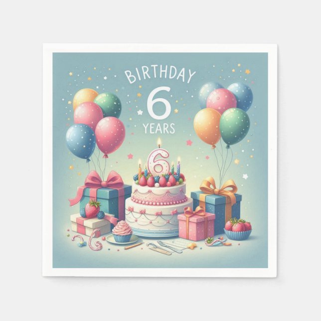 six years old birthday napkins (Front)
