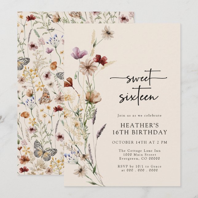 Sixteen Birthday  Invitation (Front/Back)