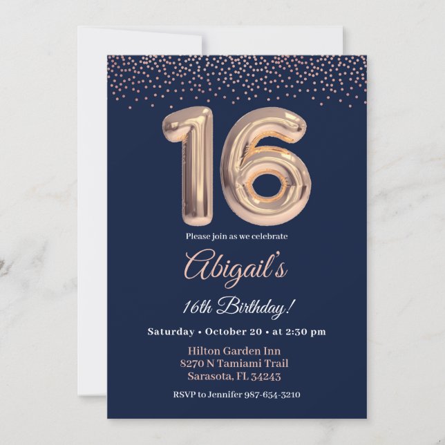 Sixteen birthday invitation, 16th birthday party invitation (Front)