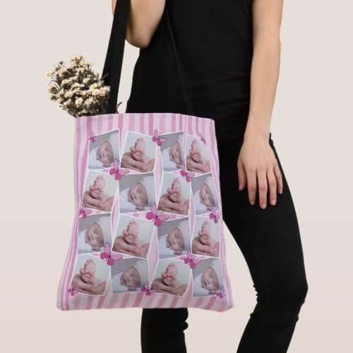 Sixteen Grandchildren Images Collage Pink  Tote Bag