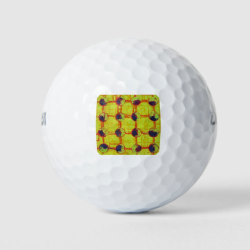 Sixteen Hot Fiery Yellow Suns Abstract Golf Balls