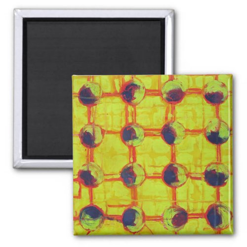 Sixteen Hot Fiery Yellow Suns Abstract Magnet