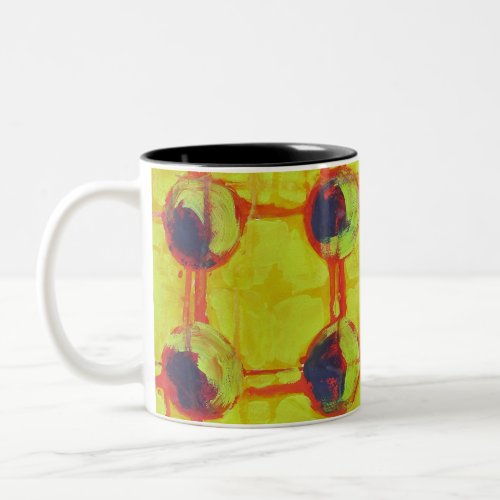 Sixteen Hot Fiery Yellow Suns Abstract Two_Tone Coffee Mug