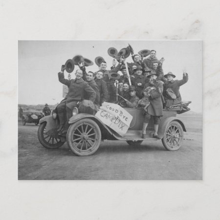 Sixteen Men One Dog And A Car - Vintage Postcard