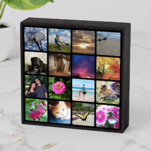 Sixteen Photo Collage/ Instagram Frame Keepsake Wooden Box Sign