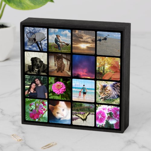 Sixteen Photo Collage Instagram Frame Keepsake Wooden Box Sign