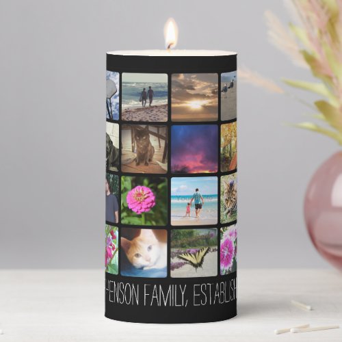 Sixteen Rounded Corners Photo Collage or Instagram Pillar Candle
