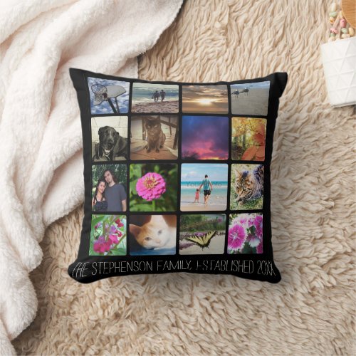 Sixteen Rounded Corners Photo Collage or Instagram Throw Pillow